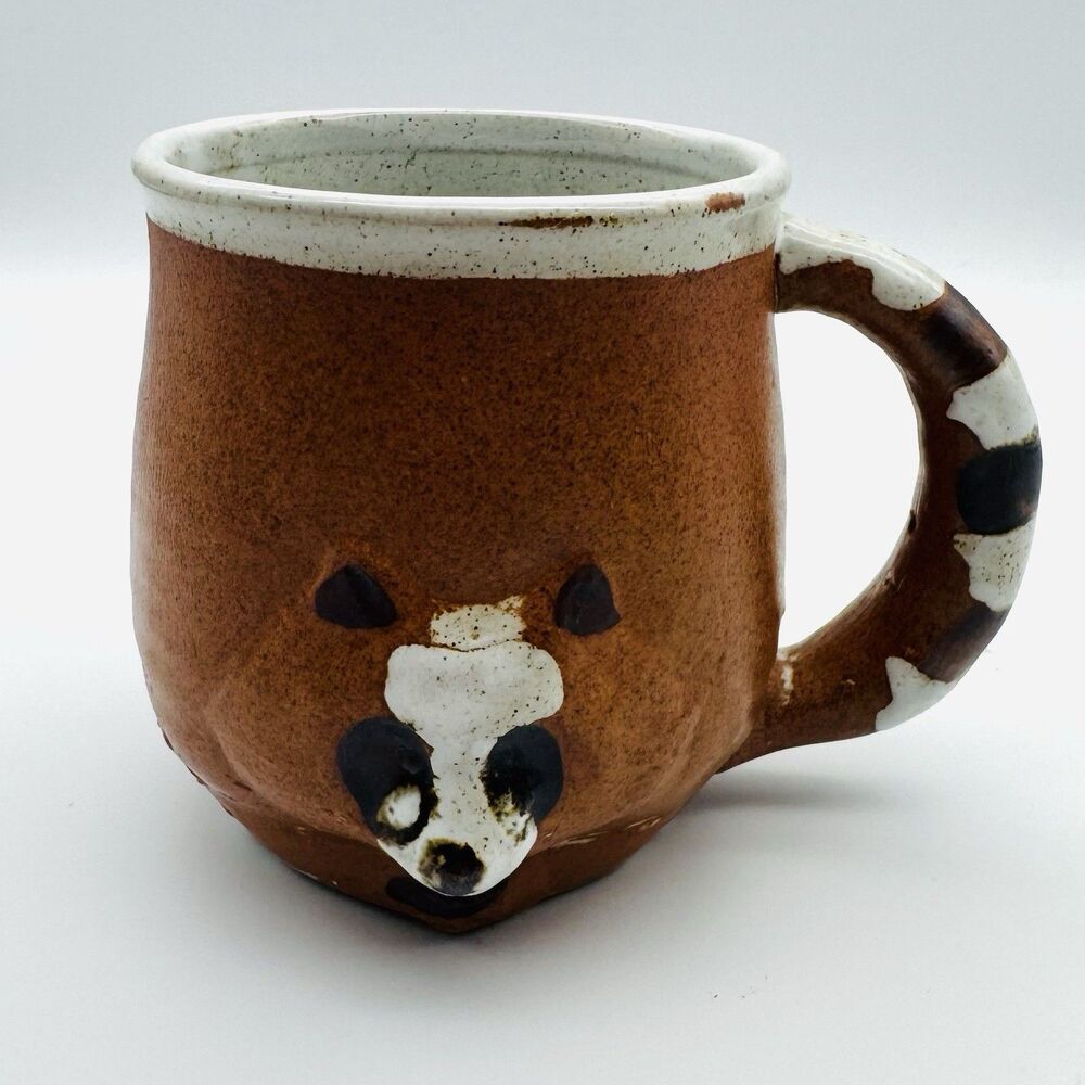Takahashi Pottery mug Raccoon San Francisco  3D coffee mug Animal Painted